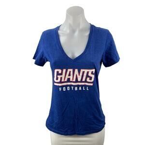 NFL Team Apparel New York Giants Football Women's Blue V Neck T Shirt Tee Top M